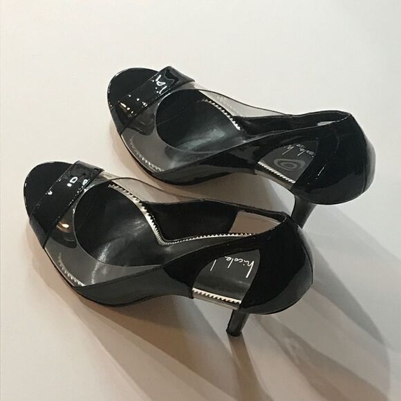 Nicole Miller Black Clear Shoes Size 8 - Picture 8 of 15